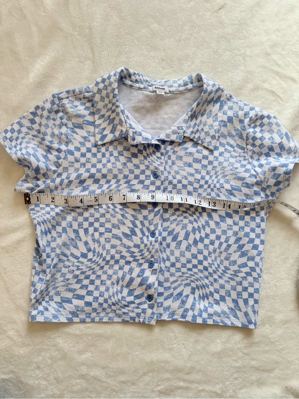 Garage Checkered Button-Up Crop Top - Picture 3 of 7